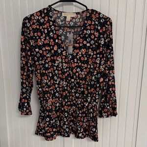 Michael Kors Navy Floral Blouse